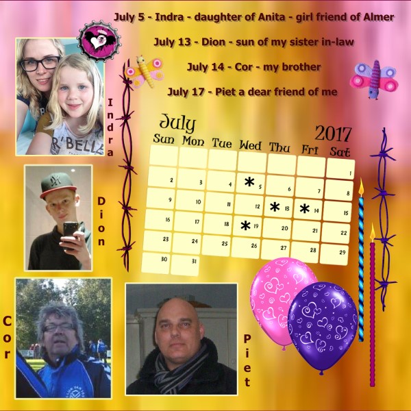 July 2017 calendar