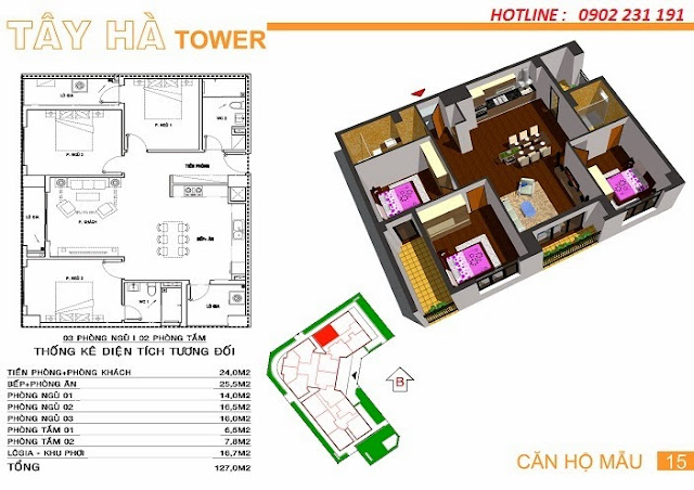 Căn số 15 chung cư Tây Hà Tower Căn số 15 chung cư Tây Hà Tower