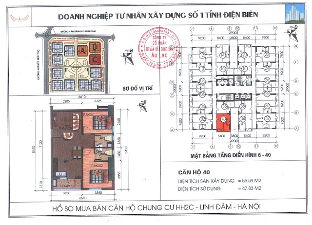thiết kế căn hộ 40 HH2C Linh Đàm