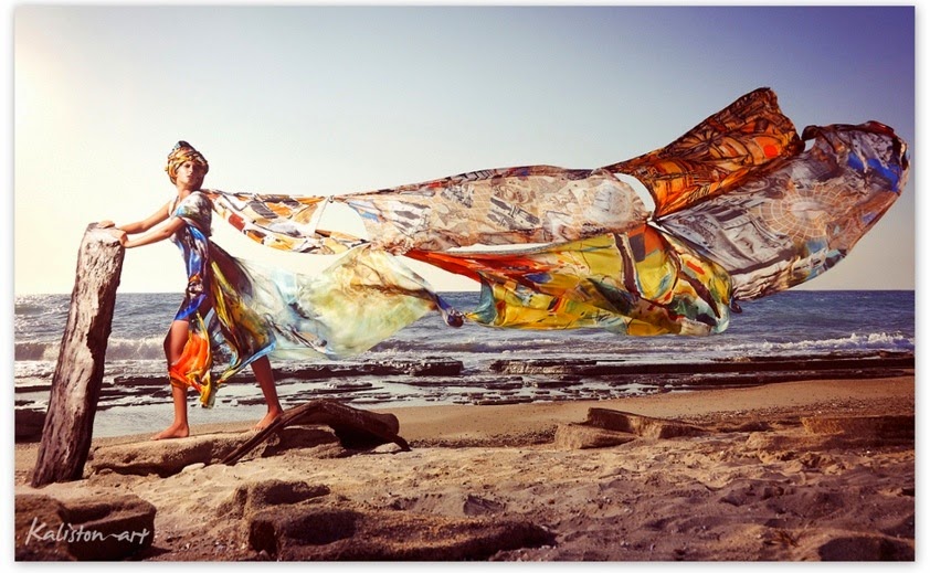 Silk scarves with Greek Contemporary Art by Kaliston Art Fashion & Art