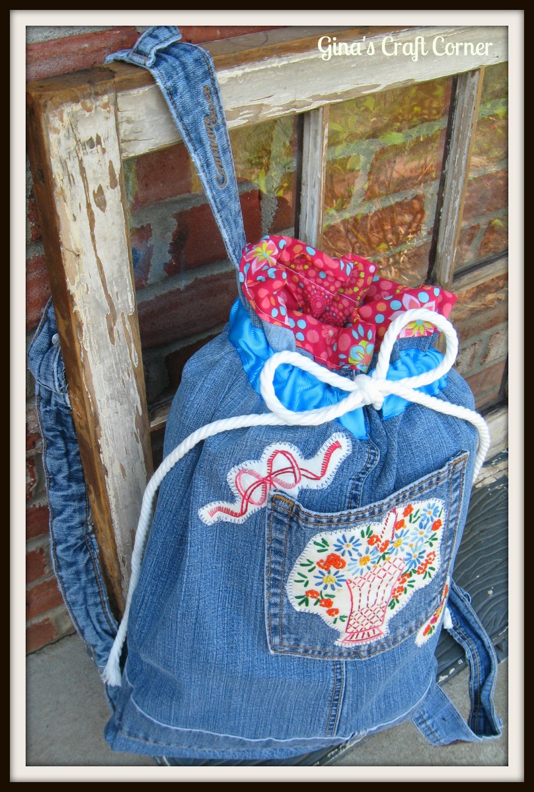 Gina's Craft Corner Blue Jean Backpack