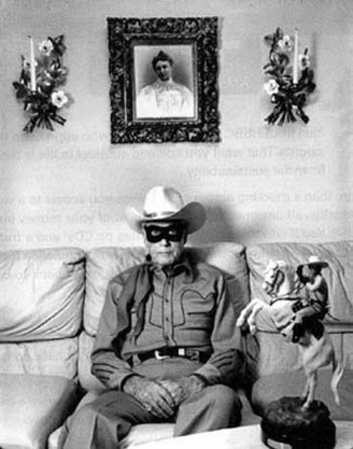 Clayton Moore, the "Lone Ranger", at his home in Las Angeles, CA, in 1992.