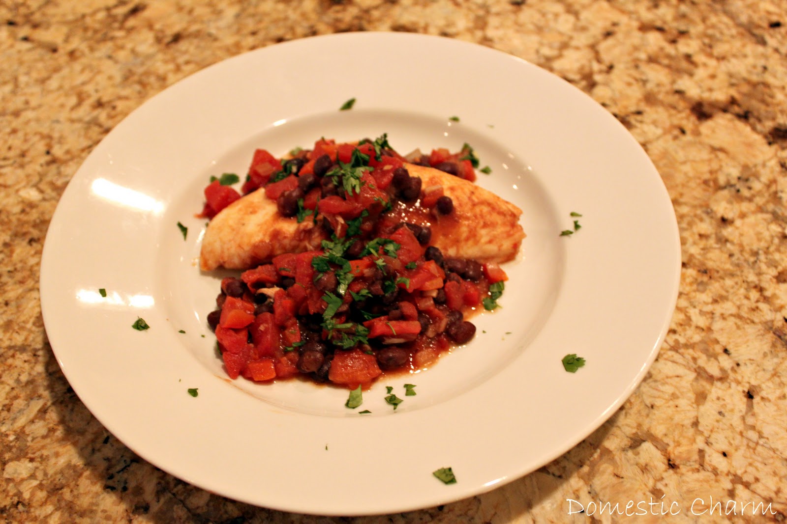 Domestic Charm Tilapia with Black Bean Salsa