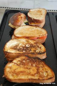 making grilled cheese sandwiches on a reversible grill pan