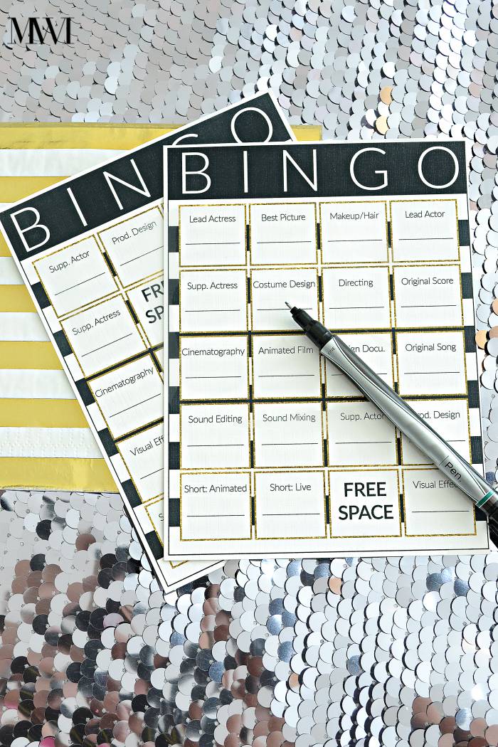 Free printable bingo card for movie awards show party! So cute and fun for guests. via monicawantsit.com