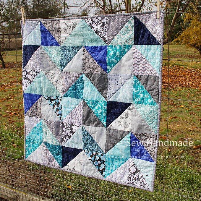Sew Handmade Blue & Gray Chevrons Quilt
