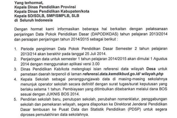 Jadwal & Aplikasi Pendataan Dapodik 2014/2015