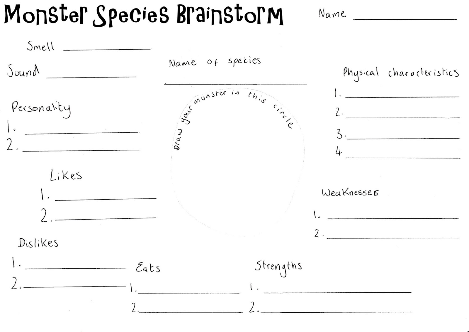 Brainstorm Sheet Template