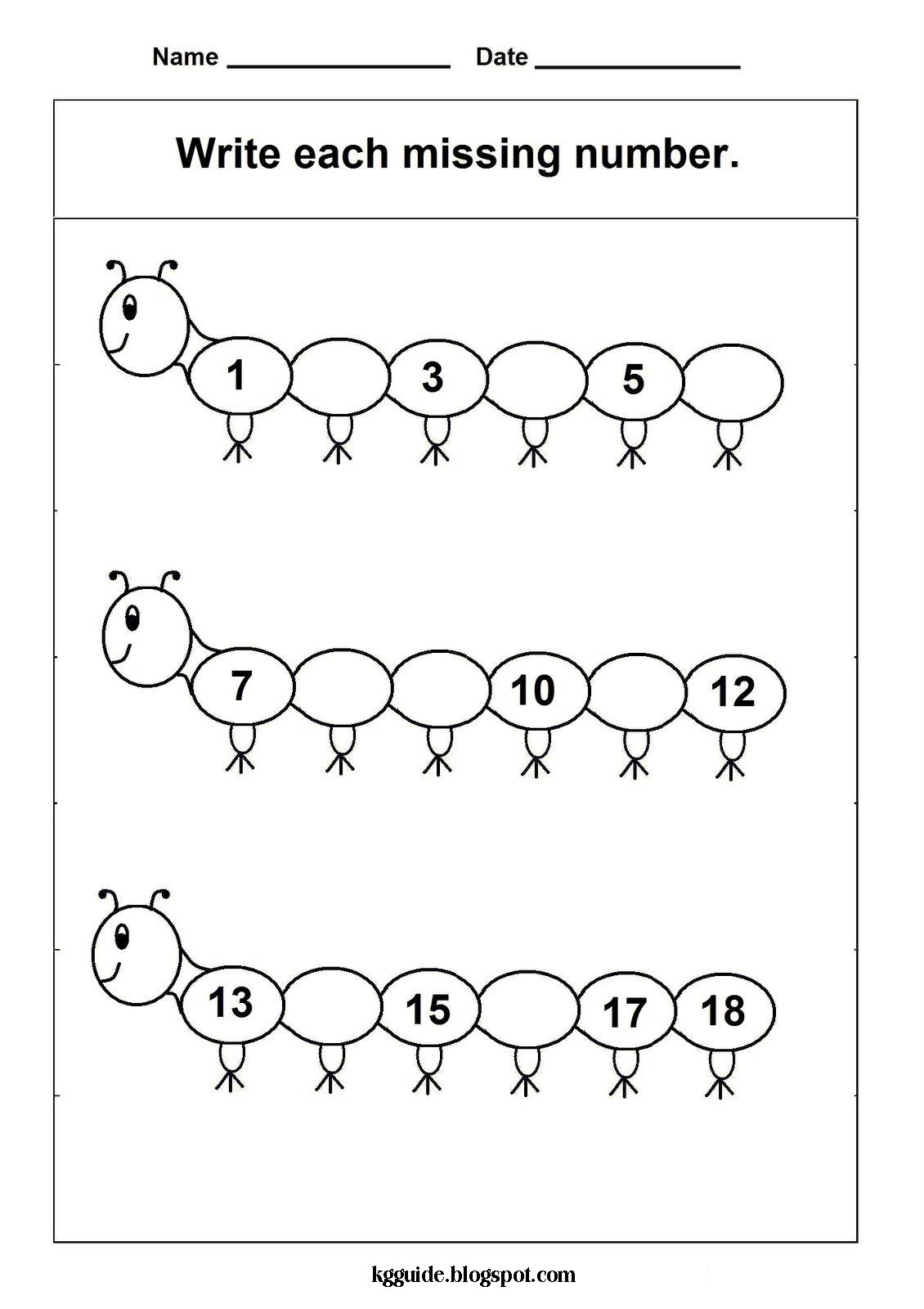 number worksheets (MISSING in Worksheet missing  Kindergarten addition NUMBERS)  ~ WORKSHEET KINDERGARTEN