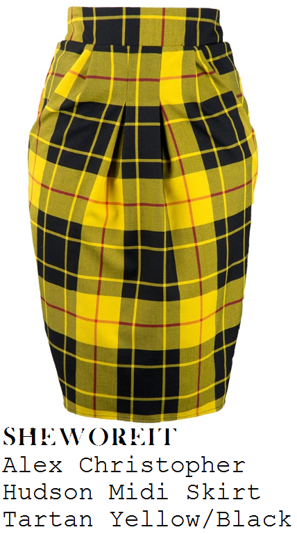 chloe-sims-yellow-black-and-red-tartan-print-high-waisted-tailored-midi-pencil-skirt chloe-sims-yellow-black-and-red-tartan-print-high-waisted-tailored-midi-pencil-skirt
