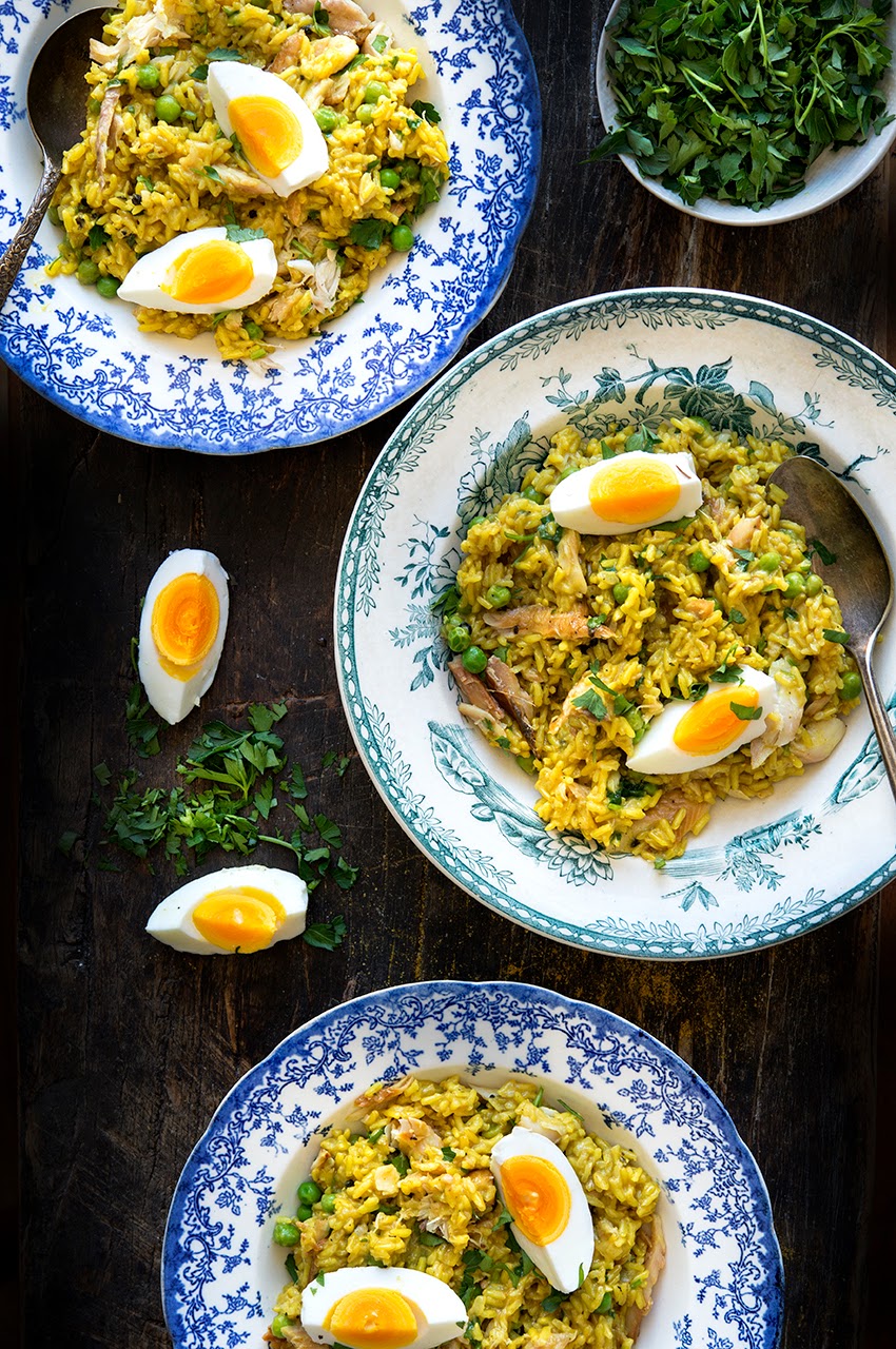 Kedgeree Curried Rice, Smoked Fish, & Boiled Eggs WILD GREENS & SARDINES
