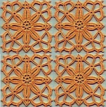 Вязаный квадрат крючком с цветочными мотивами для платья из квадратов