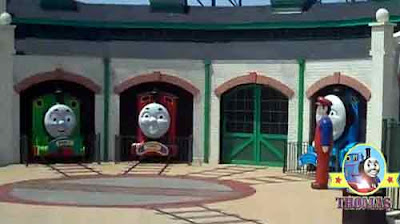 Gordon the big express James the red engine Percy and Thomas the train characters at Six flags DC