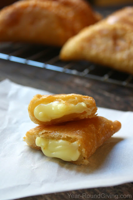 Bavarian Cream Fry Pies with a Buttery Sugar Glaze.