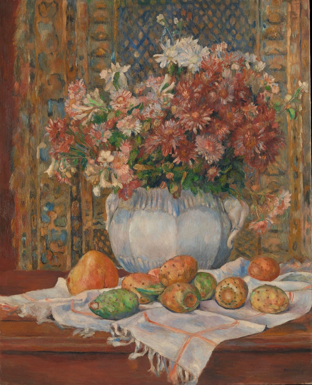 Pierre+Auguste+Renoir+-+Still+life+with+flowers+and+prickly+pears,+1885