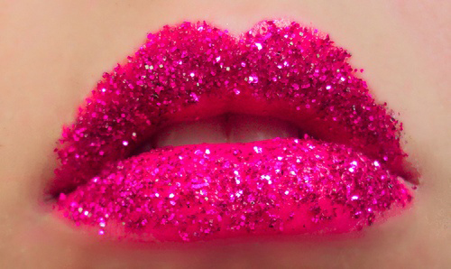 Pink Glittery Lip Makeup