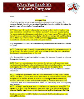 Classroom Freebies: When You Reach Me Author's Purpose Activity
