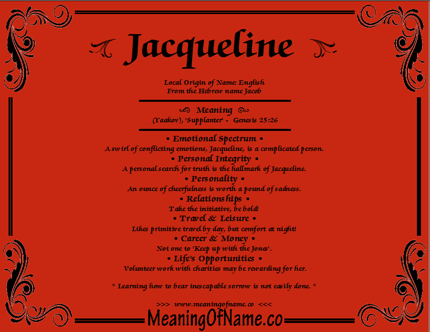 Jacqueline Meaning of Name