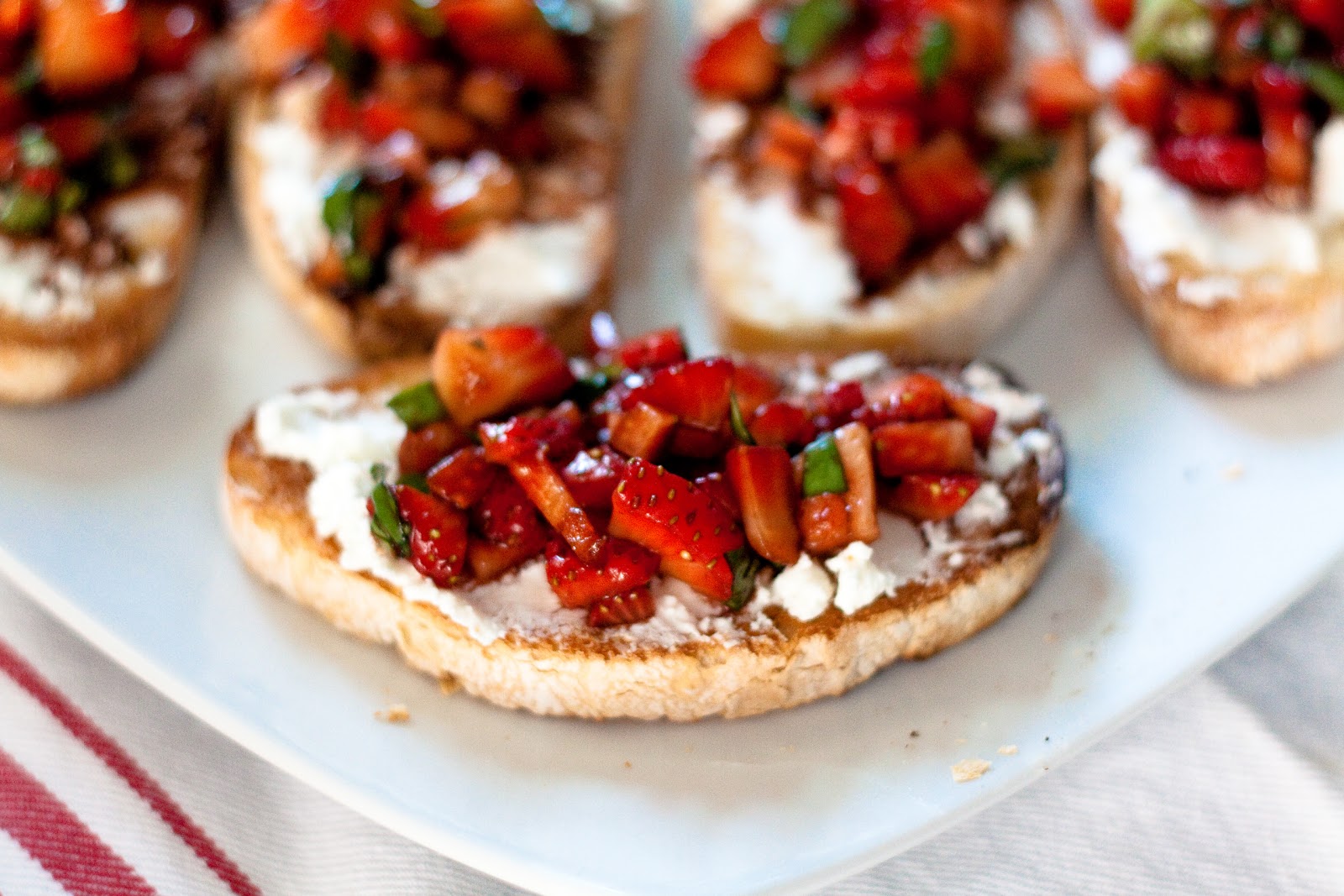 Goat Cheese Crostini with Strawberry Bruschetta Dishing Gourmet