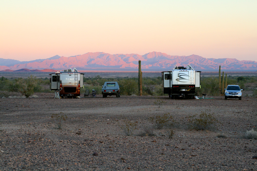 John and Aileen on the road IN THE DESERT NEAR BOUSE, AZ