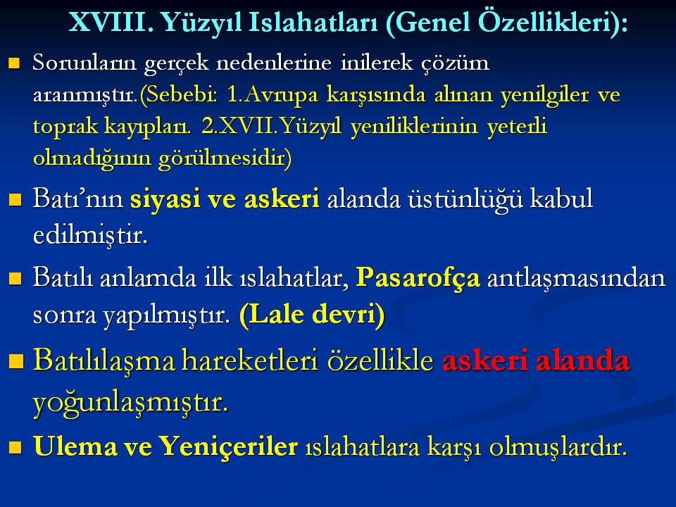18 Yuzyil Islahatlari Ve Ozellikleri Okulsoru