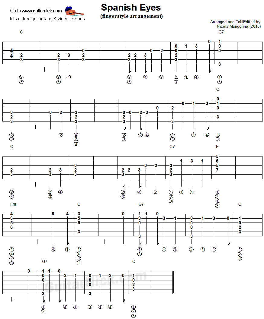 CLASES DE GUITARRA OJOS ESPAÑOLES TAB FINGERSTYLE