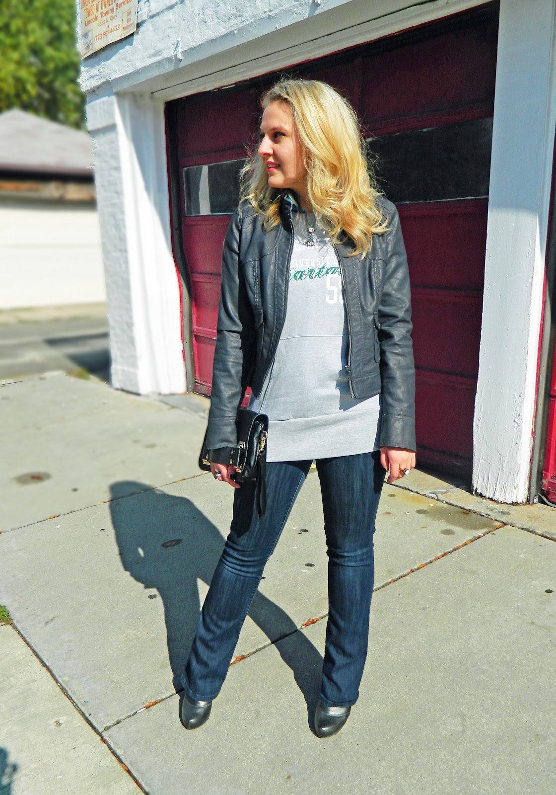 leather jacket sweatshirt