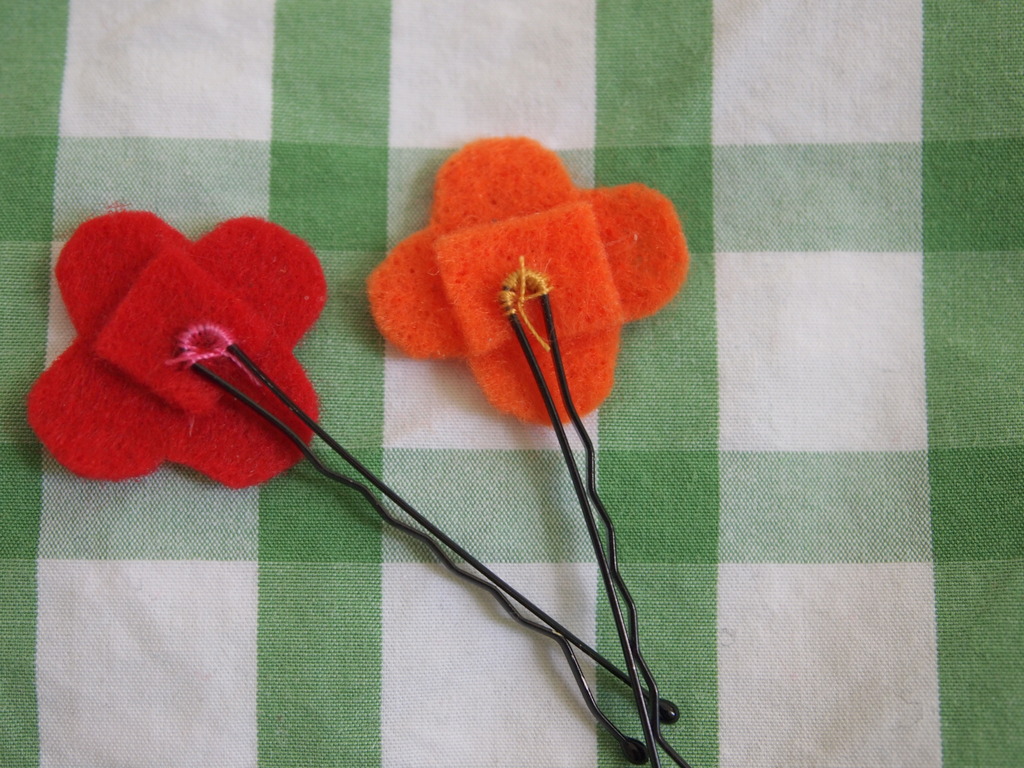 DIY Felt Flower Lapel Pin / Boutonniere Pink Stripey Socks