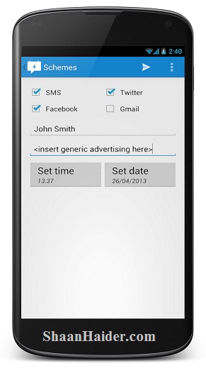 Schedule Facebook, Twitter, SMS and Gmail Messages on Android Smartphone