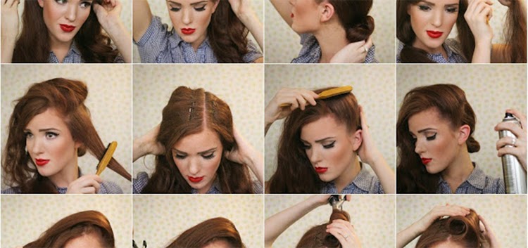 Vintage Look Pin Up Victory Rolls Complete Hair Style Tutorial