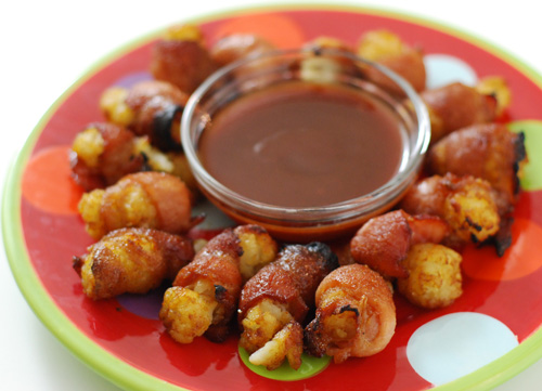 Bacon Wrapped Tater Tots from Nibble Me This
