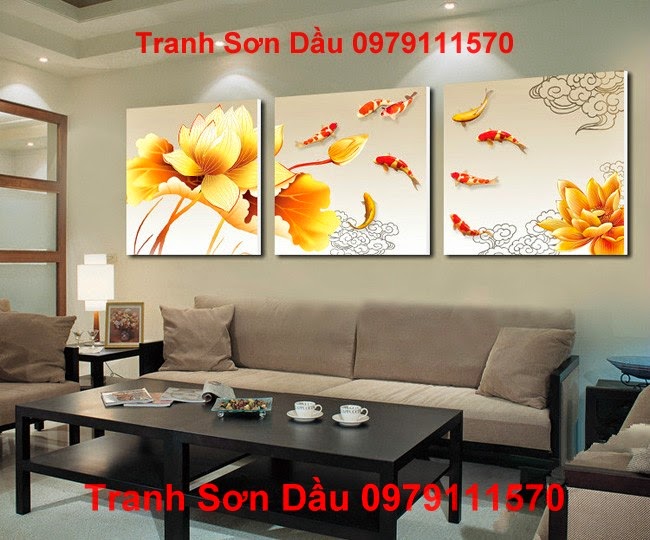Tranh cá chép MS03 Tranh son dau, tranh sơn dầu, tranh ca, tranh cá, ca