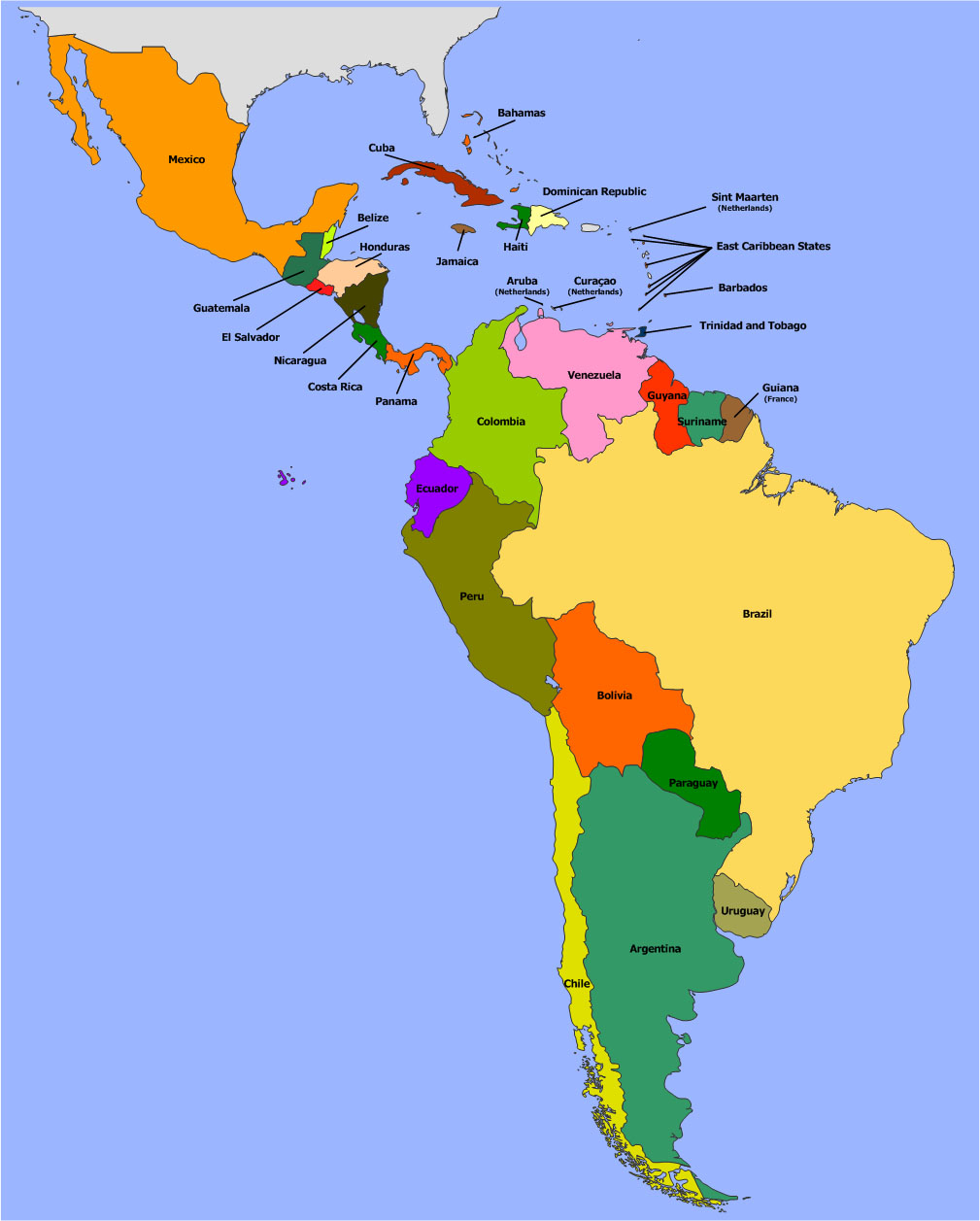 Central and South America map