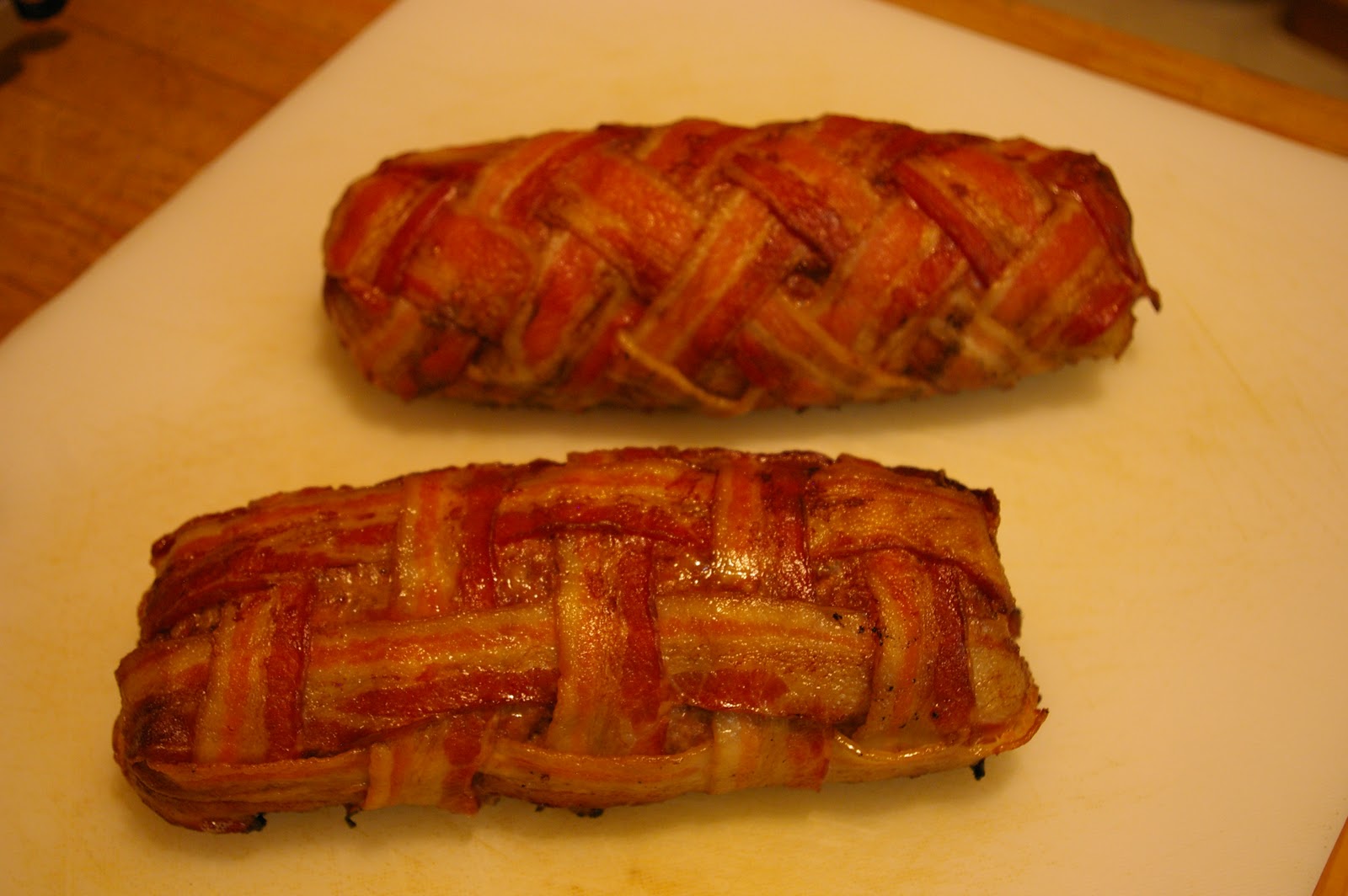 The Worthy Cook Bacon Explosion (AKA Bacon Wrapped in Pork Wrapped in