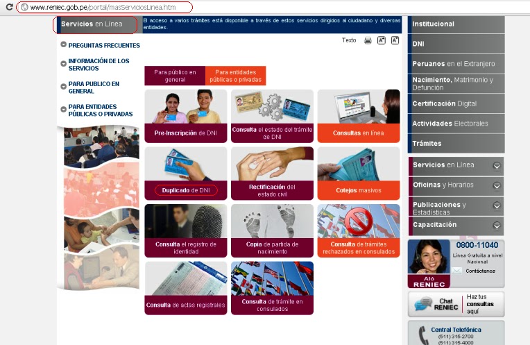 En "Duplicado de DNI", lee los términos legales y haz click en