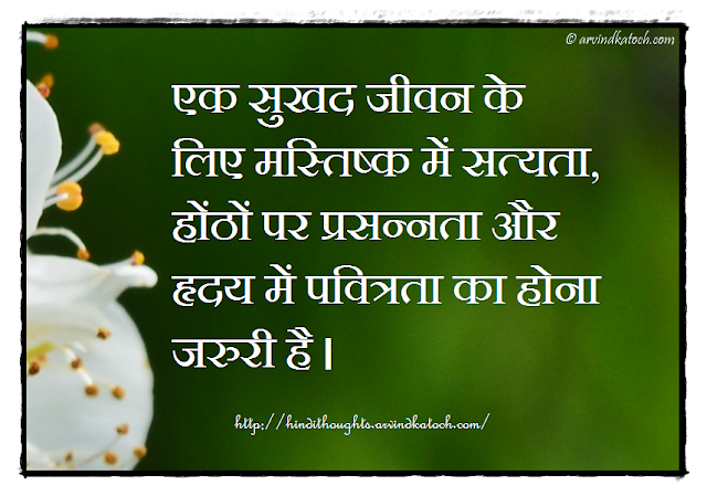 Hindi Thought, Quote, Hindi, Pleasant life, Life, Brain, Truth, Happiness, heart, Purity,