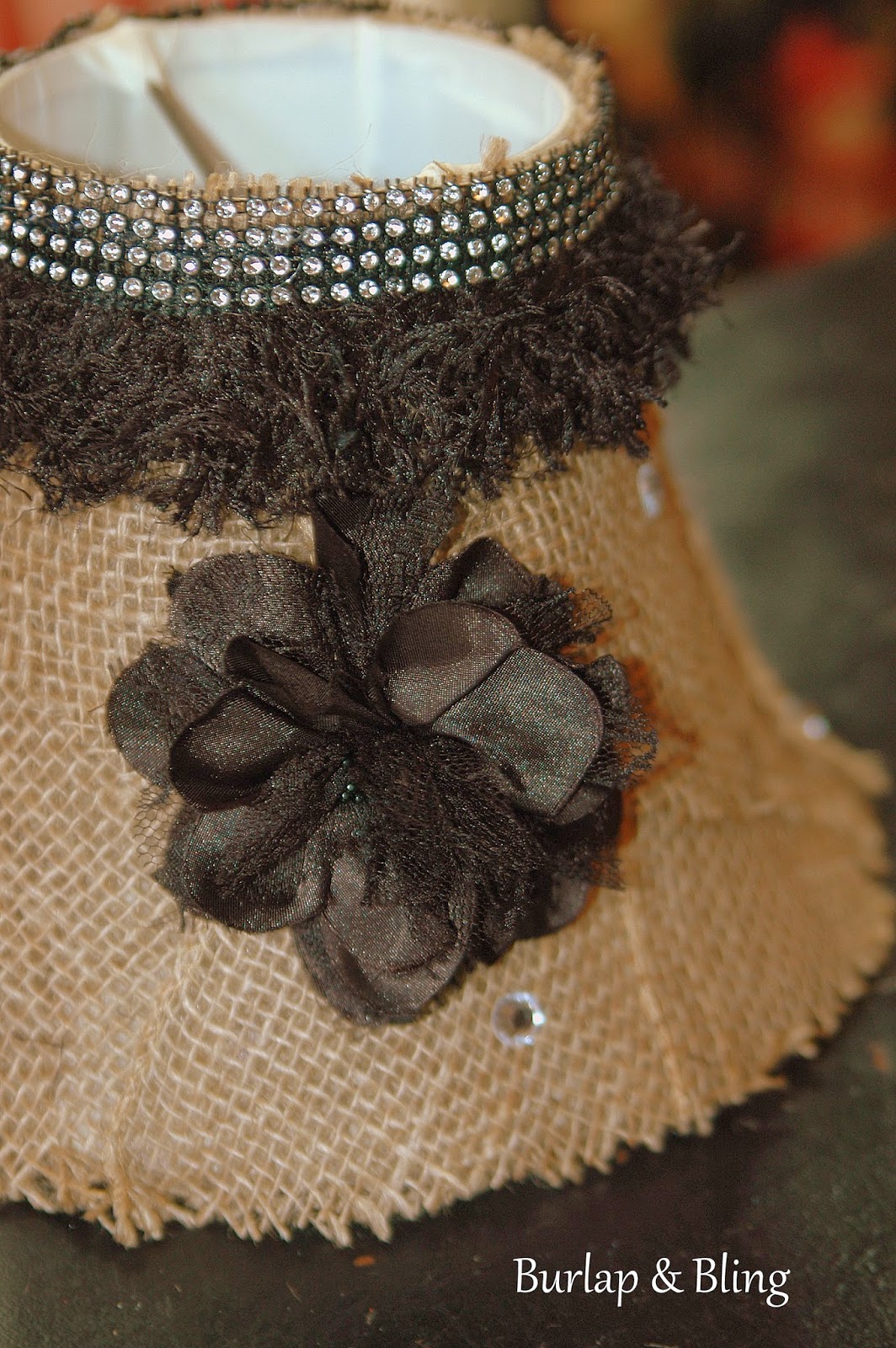 deborah jean's DANDELION HOUSE and GARDEN Burlap and Bling Lampshade