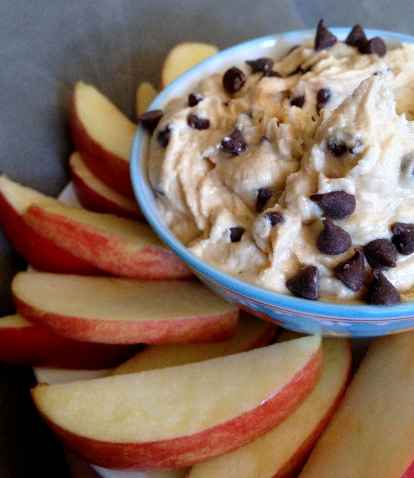 Fluffy Peanut Butter Chocolate Chip Apple Dip (Lower Fat, Bigger Taste