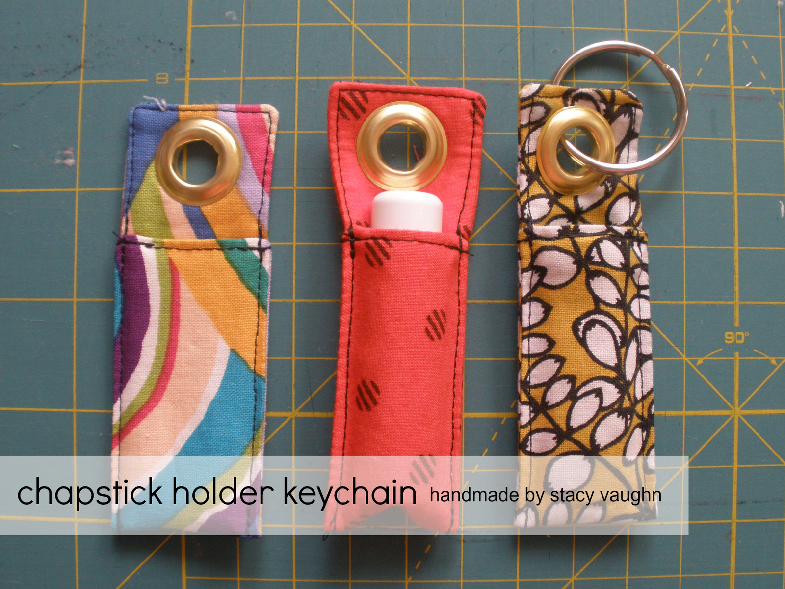 handmade by stacy vaughn chapstick holder keychain