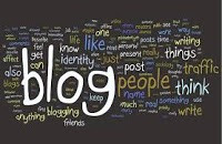 The word Blog surrounded by word cloud