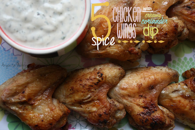 5 Spice Chicken Wings with Creamy Cilantro Dip