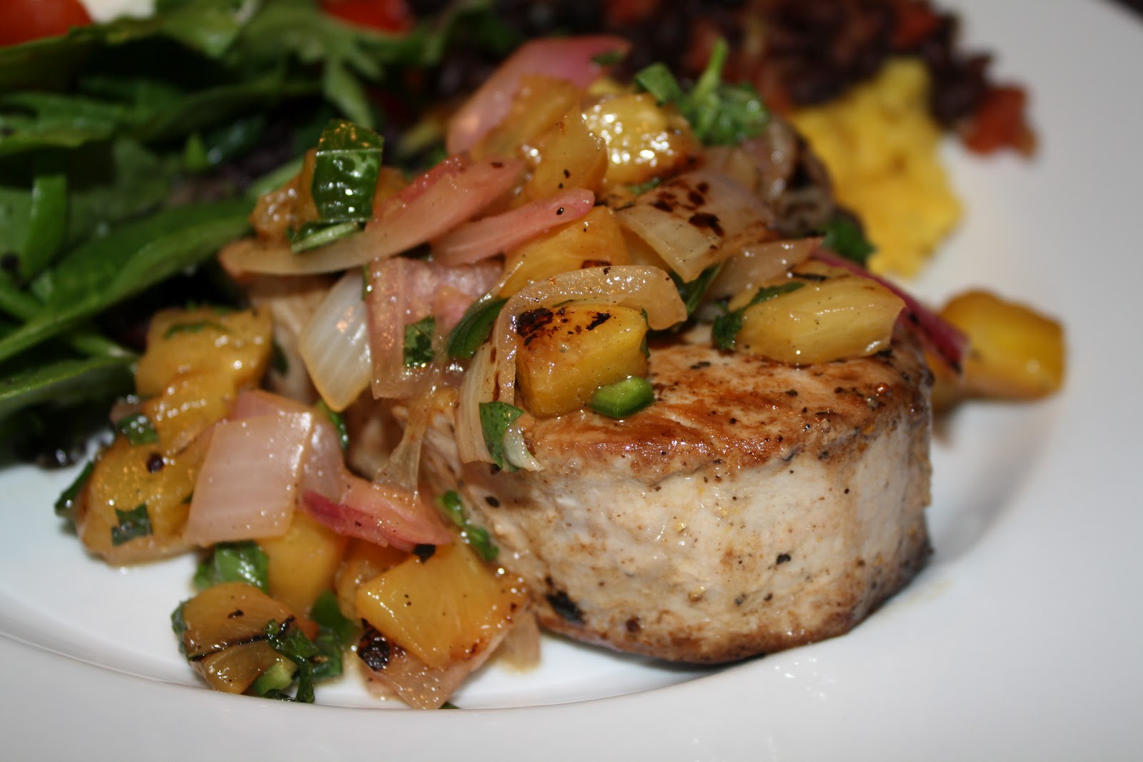 a day in the kitchen of... ahi tuna with grilled pineapple salsa