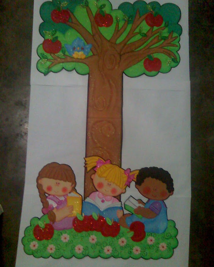 Niños con árbol, para espacio de lectura