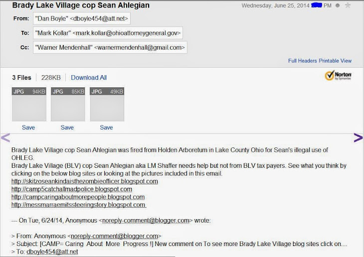 Brady Lake Village cop Sean Ahlegian aka LM Shaffer should not be a cop and not be in BLV.