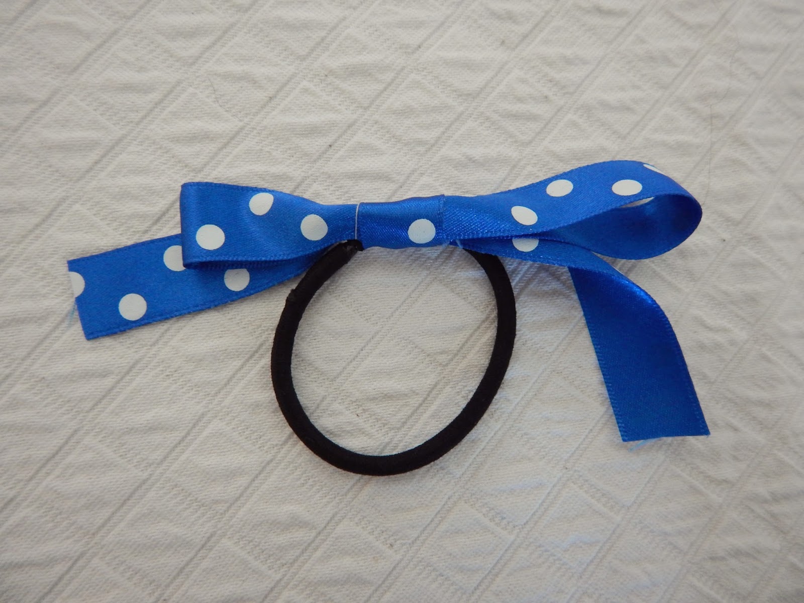 Blue ribbon hair ties - wide 3