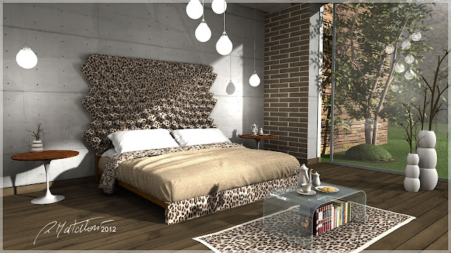 sketchup model double bed #4 - render by Rosanna Mataloni 