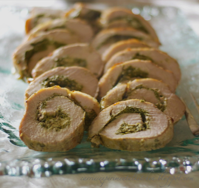 Spinach, Mushroom & Goat Cheese Stuffed Pork Loin Carrie’s