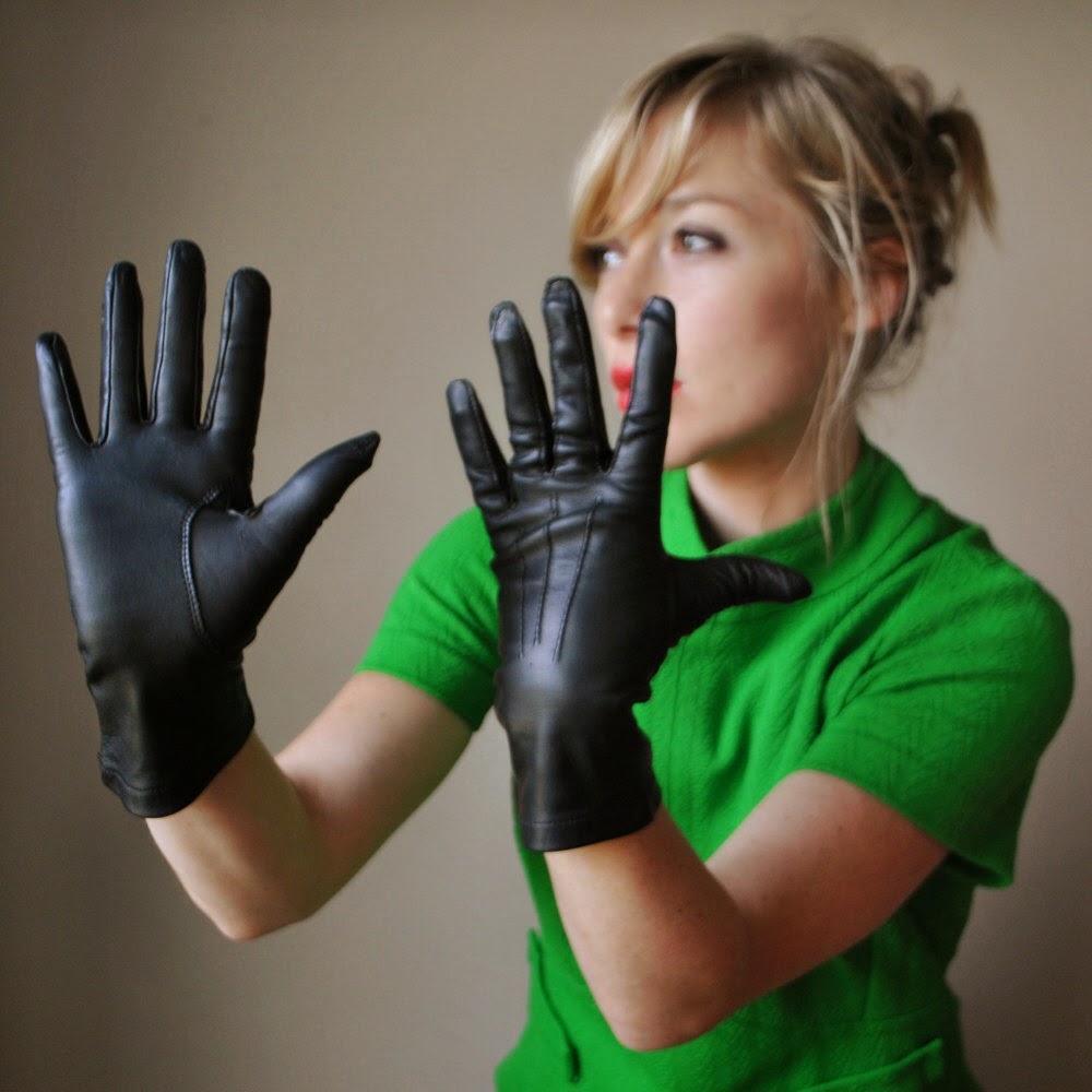 Satin gloves tease