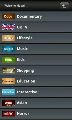 Android TV App - List of TV Channels