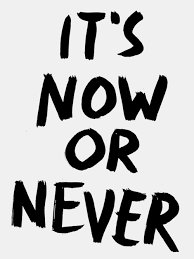 "It's now or never.... Tomorrow will be too late.... I'd spend a lifetime waiting for...